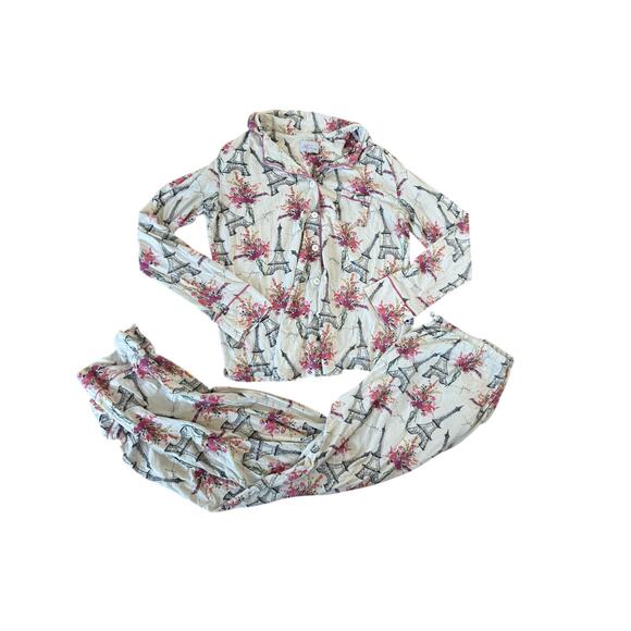 The Cat's Pajamas Paris print pajama set - Picture 1 of 9